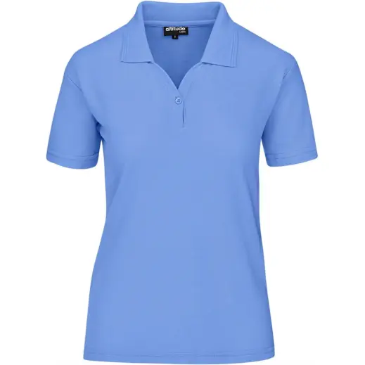 Ladies Basic Pique Golf Shirt Light Blue Front